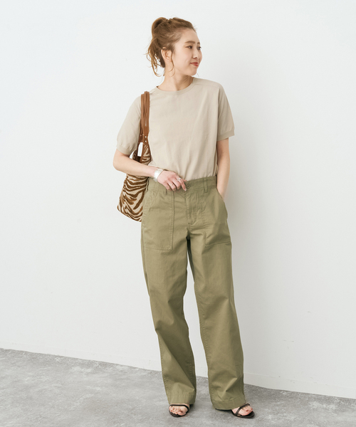 Spick & Span(スピックアンドスパン)の「18G CO/PE ハーフスリーブプルオーバー(ニット/セーター・レディース・ネイビー/ベージュ/ホワイト・FREE)」の5枚目の写真