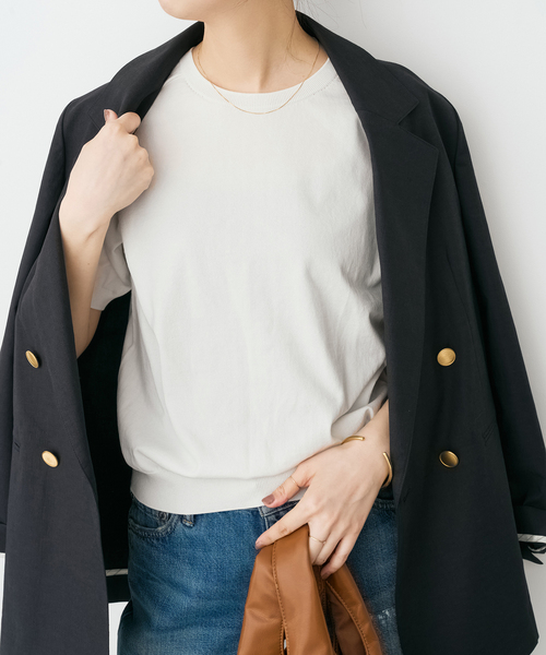 Spick & Span(スピックアンドスパン)の「18G CO/PE ハーフスリーブプルオーバー(ニット/セーター・レディース・ネイビー/ベージュ/ホワイト・FREE)」の7枚目の写真