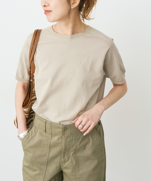 Spick & Span(スピックアンドスパン)の「18G CO/PE ハーフスリーブプルオーバー(ニット/セーター・レディース・ネイビー/ベージュ/ホワイト・FREE)」の9枚目の写真