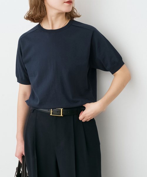Spick & Span(スピックアンドスパン)の「18G CO/PE ハーフスリーブプルオーバー(ニット/セーター・レディース・ネイビー/ベージュ/ホワイト・FREE)」の15枚目の写真