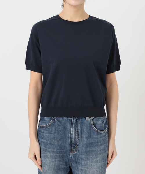 Spick & Span(スピックアンドスパン)の「18G CO/PE ハーフスリーブプルオーバー(ニット/セーター・レディース・ネイビー/ベージュ/ホワイト・FREE)」の18枚目の写真