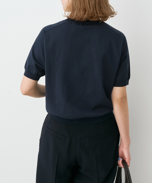 Spick & Span(スピックアンドスパン)の「18G CO/PE ハーフスリーブプルオーバー(ニット/セーター・レディース・ネイビー/ベージュ/ホワイト・FREE)」の19枚目の写真