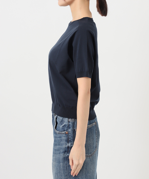Spick & Span(スピックアンドスパン)の「18G CO/PE ハーフスリーブプルオーバー(ニット/セーター・レディース・ネイビー/ベージュ/ホワイト・FREE)」の20枚目の写真