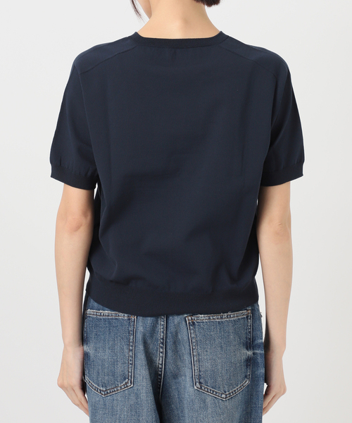 Spick & Span(スピックアンドスパン)の「18G CO/PE ハーフスリーブプルオーバー(ニット/セーター・レディース・ネイビー/ベージュ/ホワイト・FREE)」の22枚目の写真