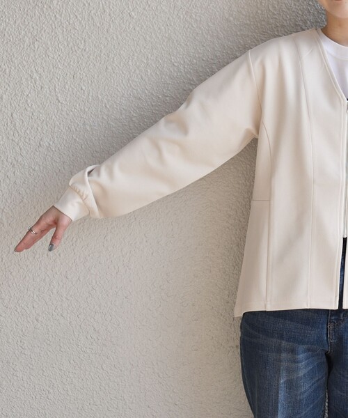 quaranciel:〈洗濯機可能〉カットジョーゼット Vネック ジップ