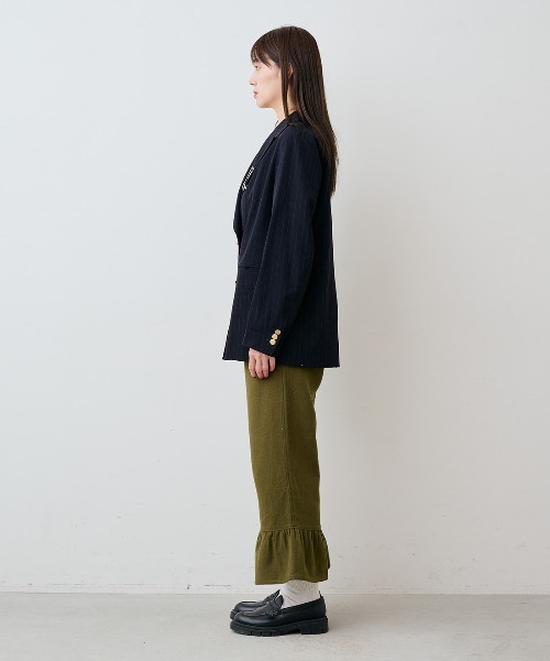 mensha!(メンシャ)の「mensha! ネグリジェ気分のコットン微起毛ヘムフリルワイドパンツ(その他パンツ・レディース・ホワイト/カーキ/ブラック・3L/M/LL/L)」の7枚目の写真