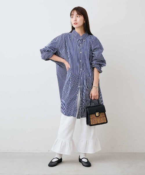 mensha!(メンシャ)の「mensha! ネグリジェ気分のコットン微起毛ヘムフリルワイドパンツ(その他パンツ・レディース・ホワイト/カーキ/ブラック・3L/M/LL/L)」の11枚目の写真