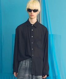 《UNISEX》Split Georgette Prime-Over Regular Collar Shirt/スプリットジョーゼットプライムオーバーレギュラーシャツ【MAISON SPECIAL/メゾンスペシャル】