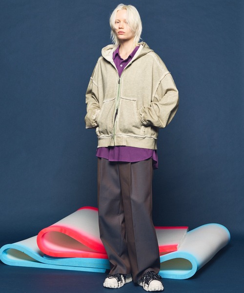 MAISON SPECIAL(メゾンスペシャル)の「《UNISEX》Split Georgette Prime-Over Regular Collar Shirt/スプリットジョーゼットプライムオーバーレギュラーシャツ【MAISON SPECIAL/メゾンスペシャル】(シャツ/ブラウス・メンズ・ライトグリーン/パープル/グレイッシュベージュ/ブラック・2/1/0)」の21枚目の写真