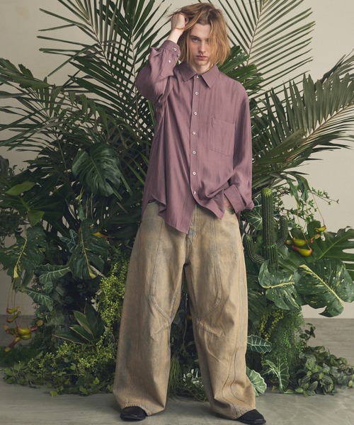MAISON SPECIAL(メゾンスペシャル)の「《UNISEX》Split Georgette Prime-Over Regular Collar Shirt/スプリットジョーゼットプライムオーバーレギュラーシャツ【MAISON SPECIAL/メゾンスペシャル】(シャツ/ブラウス・メンズ・ライトグリーン/パープル/グレイッシュベージュ/ブラック・2/1/0)」の16枚目の写真