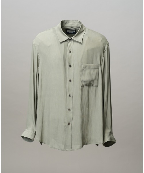 MAISON SPECIAL(メゾンスペシャル)の「《UNISEX》Split Georgette Prime-Over Regular Collar Shirt/スプリットジョーゼットプライムオーバーレギュラーシャツ【MAISON SPECIAL/メゾンスペシャル】(シャツ/ブラウス・メンズ・ライトグリーン/パープル/グレイッシュベージュ/ブラック・2/1/0)」の8枚目の写真
