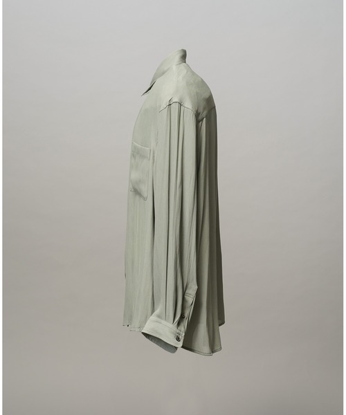 MAISON SPECIAL(メゾンスペシャル)の「《UNISEX》Split Georgette Prime-Over Regular Collar Shirt/スプリットジョーゼットプライムオーバーレギュラーシャツ【MAISON SPECIAL/メゾンスペシャル】(シャツ/ブラウス・メンズ・ライトグリーン/パープル/グレイッシュベージュ/ブラック・2/1/0)」の9枚目の写真