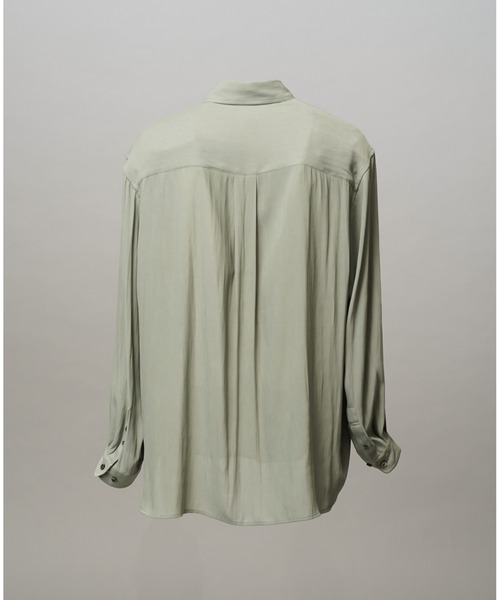 MAISON SPECIAL(メゾンスペシャル)の「《UNISEX》Split Georgette Prime-Over Regular Collar Shirt/スプリットジョーゼットプライムオーバーレギュラーシャツ【MAISON SPECIAL/メゾンスペシャル】(シャツ/ブラウス・メンズ・ライトグリーン/パープル/グレイッシュベージュ/ブラック・2/1/0)」の10枚目の写真