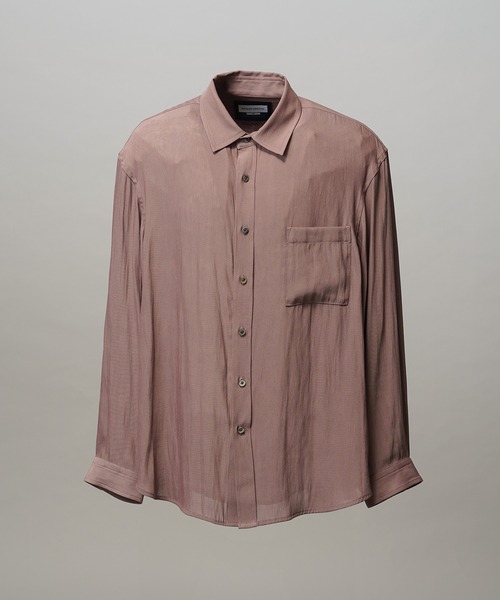 MAISON SPECIAL(メゾンスペシャル)の「《UNISEX》Split Georgette Prime-Over Regular Collar Shirt/スプリットジョーゼットプライムオーバーレギュラーシャツ【MAISON SPECIAL/メゾンスペシャル】(シャツ/ブラウス・メンズ・ライトグリーン/パープル/グレイッシュベージュ/ブラック・2/1/0)」の6枚目の写真