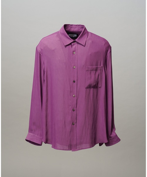 MAISON SPECIAL(メゾンスペシャル)の「《UNISEX》Split Georgette Prime-Over Regular Collar Shirt/スプリットジョーゼットプライムオーバーレギュラーシャツ【MAISON SPECIAL/メゾンスペシャル】(シャツ/ブラウス・メンズ・ライトグリーン/パープル/グレイッシュベージュ/ブラック・2/1/0)」の7枚目の写真