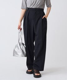 【RONEL】ボーダレス ストレートワイド タックパンツ
