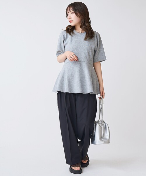 RONEL(ロネル)の「【RONEL】ボーダレス ストレートワイド タックパンツ(スラックス・レディース・ベージュ/ブラック・L/M/S)」の16枚目の写真