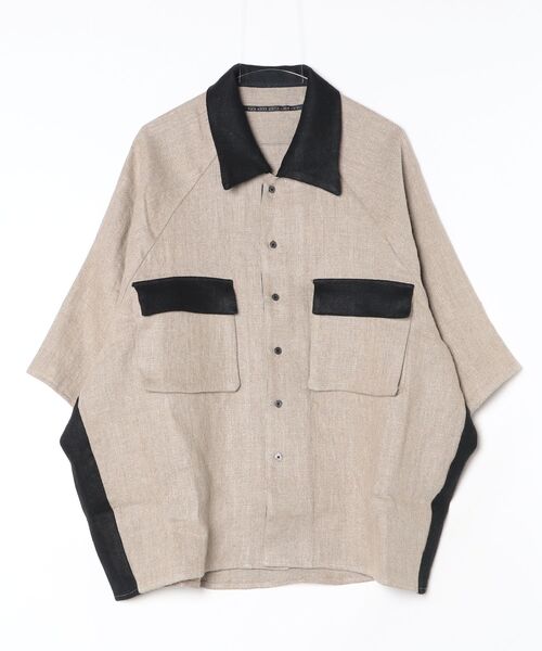 my beautiful landlet(マイビューティフルランドレット)の「【my beautiful landlet】SEMI WET LINEN SHORT SLEEVE BIG SHIRT(シャツ/ブラウス・メンズ・マルチ/ベージュ/ブラック・1/0)」の10枚目の写真