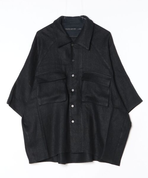 my beautiful landlet(マイビューティフルランドレット)の「【my beautiful landlet】SEMI WET LINEN SHORT SLEEVE BIG SHIRT(シャツ/ブラウス・メンズ・マルチ/ベージュ/ブラック・1/0)」の11枚目の写真