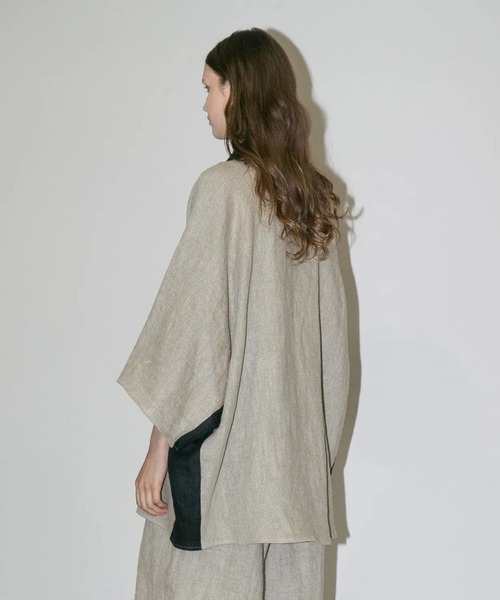 my beautiful landlet(マイビューティフルランドレット)の「【my beautiful landlet】SEMI WET LINEN SHORT SLEEVE BIG SHIRT(シャツ/ブラウス・メンズ・マルチ/ベージュ/ブラック・1/0)」の8枚目の写真