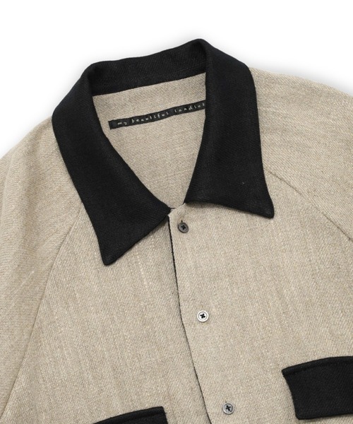my beautiful landlet(マイビューティフルランドレット)の「【my beautiful landlet】SEMI WET LINEN SHORT SLEEVE BIG SHIRT(シャツ/ブラウス・メンズ・マルチ/ベージュ/ブラック・1/0)」の9枚目の写真