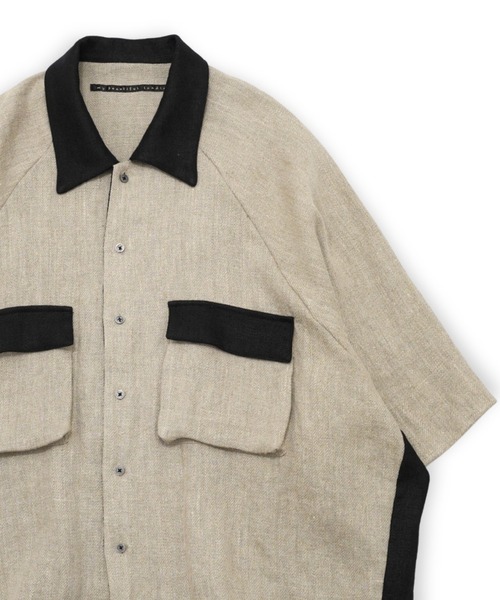 my beautiful landlet(マイビューティフルランドレット)の「【my beautiful landlet】SEMI WET LINEN SHORT SLEEVE BIG SHIRT(シャツ/ブラウス・メンズ・マルチ/ベージュ/ブラック・1/0)」の7枚目の写真