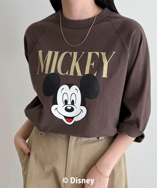 fredy emue（フレディエミュ）の「【GOOD ROCK SPEED】MICKEY ７分袖Tシャツ（Tシャツ/カットソー・レディース・オフホワイト/チャコールグレー/ブラウン・38）」の3枚目の写真