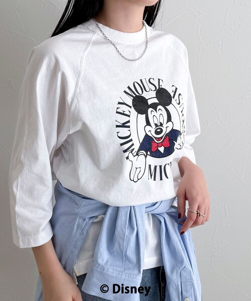 fredy emue（フレディエミュ）の「【GOOD ROCK SPEED】MICKEY ７分袖Tシャツ（Tシャツ/カットソー・レディース・オフホワイト/チャコールグレー/ブラウン・38）」の5枚目の写真