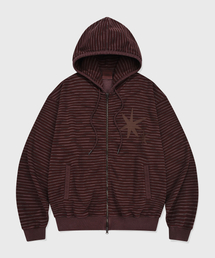 KIIMUIR（キミュア）の「ストライプダイングフードジップアップ_バーガンディ（その他アウター）」