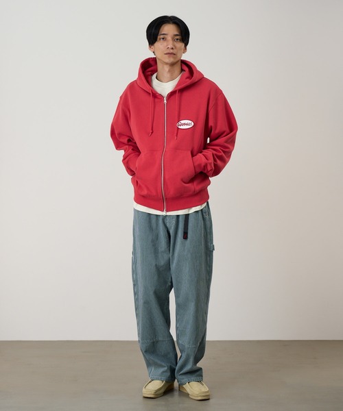 Gramicci（グラミチ）の「OVAL PATCH ZIP HOODED SWEATSHIRT｜オーバルパッチジップフーデッドスウェットシャツ（パーカー・メンズ・ライム/レッド/ヘザーグレー/ブラック・S/M/L/XL/XXL）」の8枚目の写真