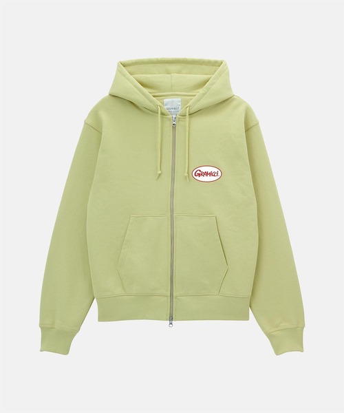Gramicci（グラミチ）の「OVAL PATCH ZIP HOODED SWEATSHIRT｜オーバルパッチジップフーデッドスウェットシャツ（パーカー・メンズ・ライム/レッド/ヘザーグレー/ブラック・S/M/L/XL/XXL）」の11枚目の写真