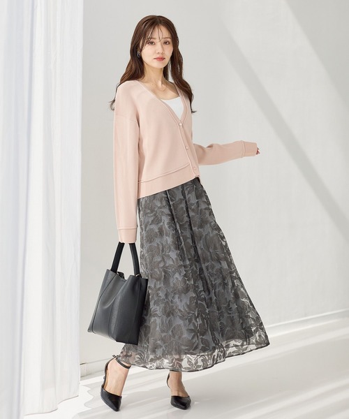 Andemiu（アンデミュウ）の「オパールフラワーフレアスカート639315（スカート・レディース・チャコールグレー/アイボリー/ライトブルー・FREE）」の5枚目の写真