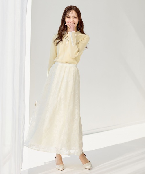 Andemiu（アンデミュウ）の「オパールフラワーフレアスカート639315（スカート・レディース・チャコールグレー/アイボリー/ライトブルー・FREE）」の6枚目の写真