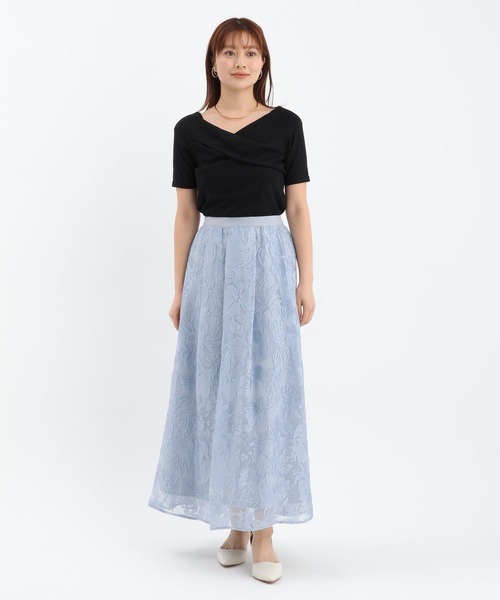 Andemiu（アンデミュウ）の「オパールフラワーフレアスカート639315（スカート・レディース・チャコールグレー/アイボリー/ライトブルー・FREE）」の12枚目の写真