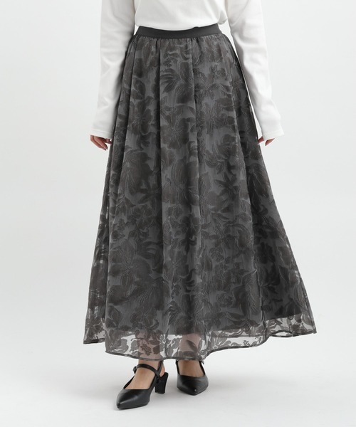 Andemiu（アンデミュウ）の「オパールフラワーフレアスカート639315（スカート・レディース・チャコールグレー/アイボリー/ライトブルー・FREE）」の14枚目の写真