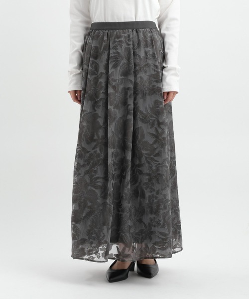 Andemiu（アンデミュウ）の「オパールフラワーフレアスカート639315（スカート・レディース・チャコールグレー/アイボリー/ライトブルー・FREE）」の16枚目の写真