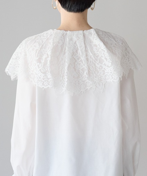 r.（アールドット）の「キャンディスリーブ　レース衿ブラウス（シャツ/ブラウス・レディース・ブラック/ホワイト・FREE）」の14枚目の写真