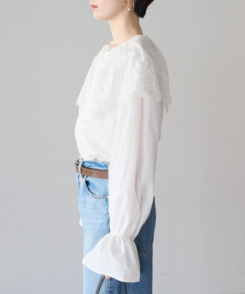 r.（アールドット）の「キャンディスリーブ　レース衿ブラウス（シャツ/ブラウス・レディース・ブラック/ホワイト・FREE）」の17枚目の写真