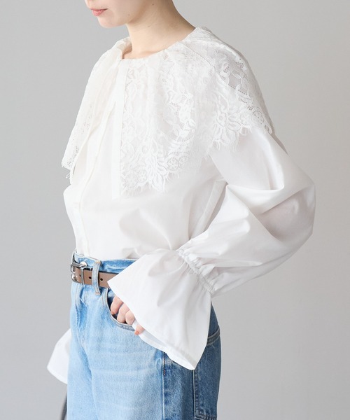 r.（アールドット）の「キャンディスリーブ　レース衿ブラウス（シャツ/ブラウス・レディース・ブラック/ホワイト・FREE）」の18枚目の写真