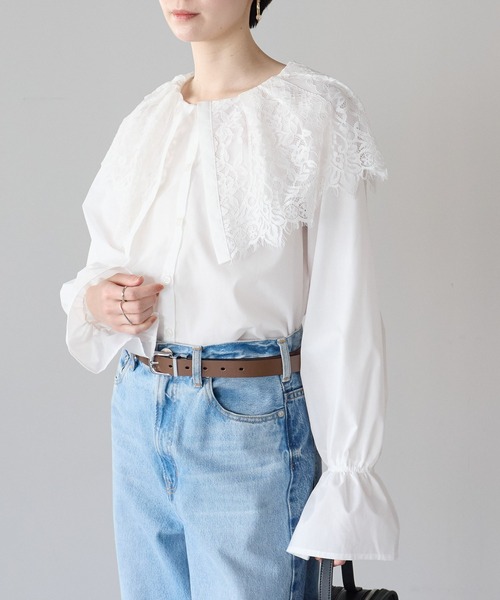 r.（アールドット）の「キャンディスリーブ　レース衿ブラウス（シャツ/ブラウス・レディース・ブラック/ホワイト・FREE）」の19枚目の写真