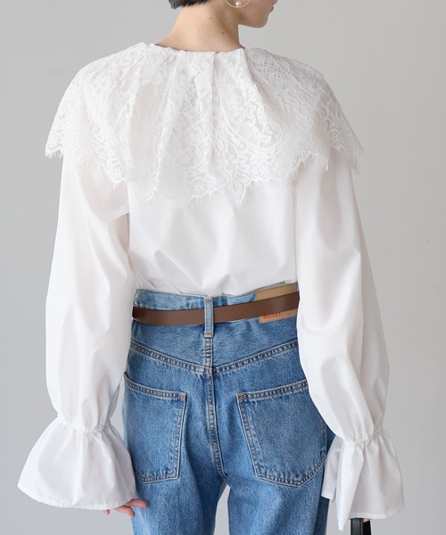r.（アールドット）の「キャンディスリーブ　レース衿ブラウス（シャツ/ブラウス・レディース・ブラック/ホワイト・FREE）」の20枚目の写真