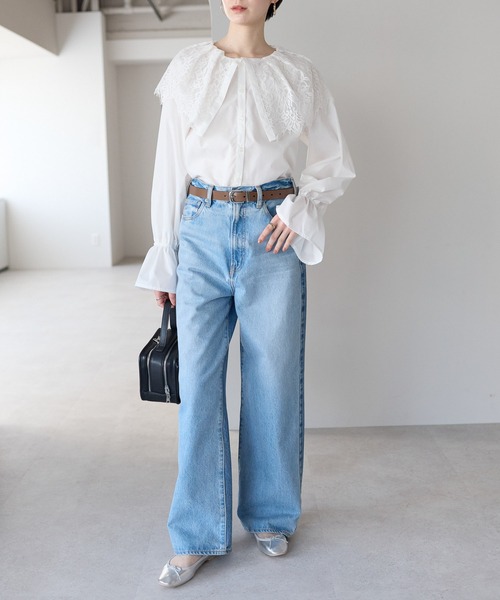 r.（アールドット）の「キャンディスリーブ　レース衿ブラウス（シャツ/ブラウス・レディース・ブラック/ホワイト・FREE）」の21枚目の写真