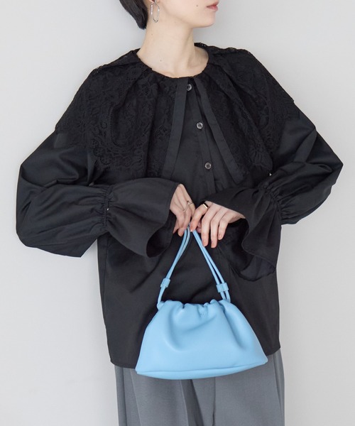 r.（アールドット）の「キャンディスリーブ　レース衿ブラウス（シャツ/ブラウス・レディース・ブラック/ホワイト・FREE）」の9枚目の写真