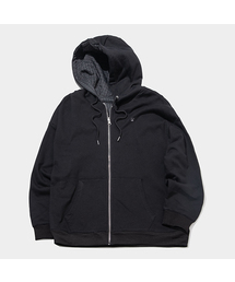 SOMEPLACE MAN（サムプレイス・マン）の「エッセンシャル刺繍リバーシブルチェック配色レギュラーフードジップアップ[ブラック]（パーカー）」