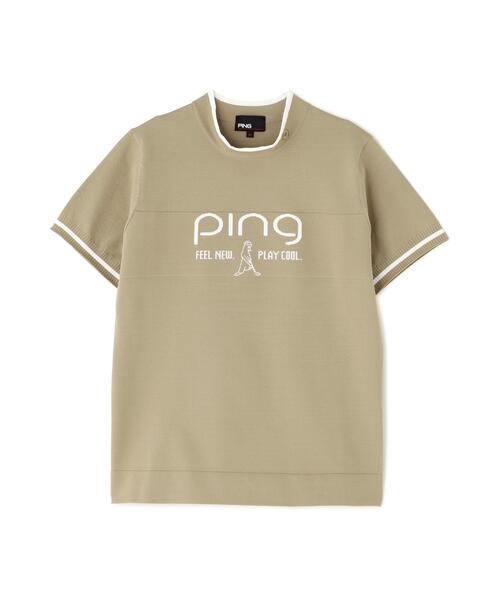 PING 半袖ハイネックニット Mr.PING LLサイズ PING APPAREL】Mr.PINGジャカード半袖ハイネックニット ＜GOLD