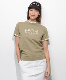 【PING APPAREL】Mr.PINGジャカード半袖ハイネックニット <GOLD> (LADIES)