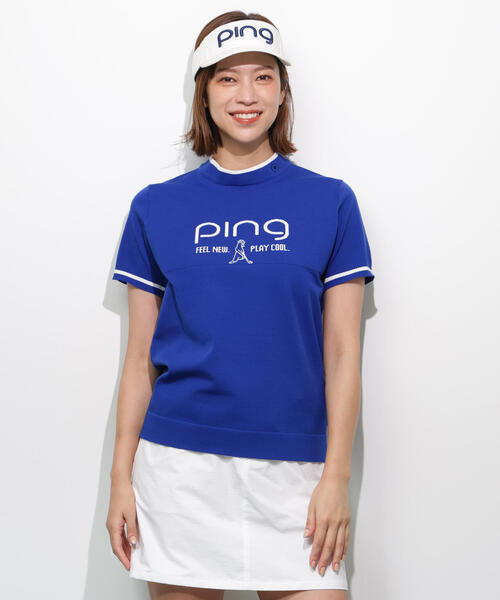 PING APPAREL】Mr.PINGジャカード半袖ハイネックニット ＜GOLD