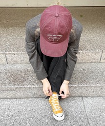 ISOOK | 刺繍ロゴキャップ(comochi select) / 刺繍キャップ ベースボールキャップ ロゴキャップ 古着風 ブラウン(キャップ)