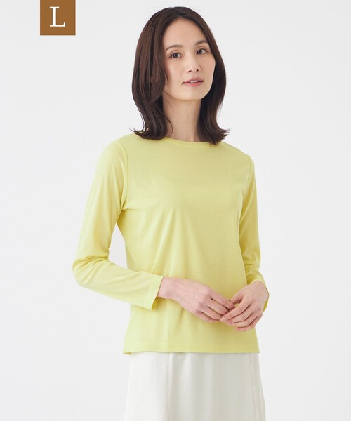 TRANS WORK(トランスワーク)の「【L】【接触冷感・ウォッシャブル】コットンフライスカットソー(Tシャツ/カットソー・レディース・ブルー系その他4/イエロー・46/44)」の2枚目の写真
