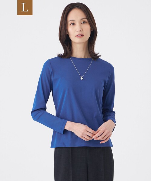 TRANS WORK(トランスワーク)の「【L】【接触冷感・ウォッシャブル】コットンフライスカットソー(Tシャツ/カットソー・レディース・ブルー系その他4/イエロー・46/44)」の1枚目の写真